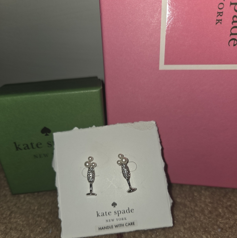 Kate Spade Silver Earrings with Pearl Accents